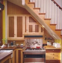 Small kitchen under the stairs